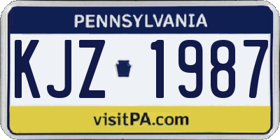 PA license plate KJZ1987