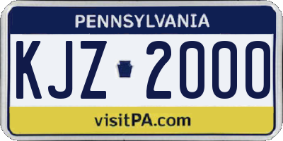 PA license plate KJZ2000