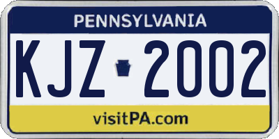 PA license plate KJZ2002