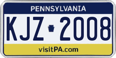 PA license plate KJZ2008