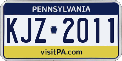 PA license plate KJZ2011