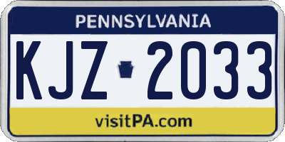 PA license plate KJZ2033