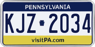 PA license plate KJZ2034
