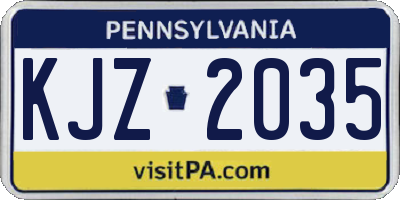 PA license plate KJZ2035