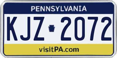 PA license plate KJZ2072
