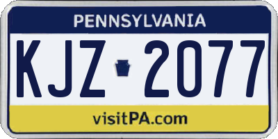 PA license plate KJZ2077