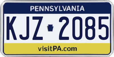 PA license plate KJZ2085