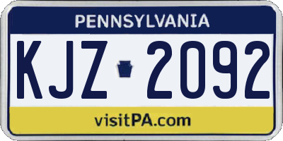 PA license plate KJZ2092