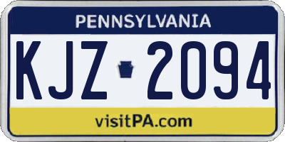 PA license plate KJZ2094