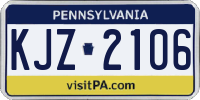 PA license plate KJZ2106