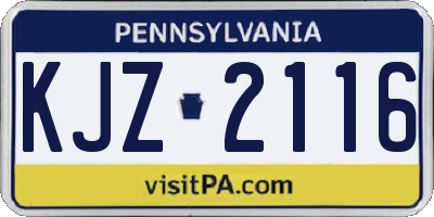 PA license plate KJZ2116