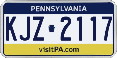 PA license plate KJZ2117