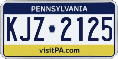 PA license plate KJZ2125
