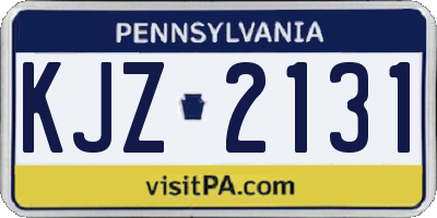 PA license plate KJZ2131