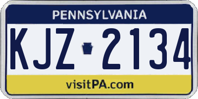 PA license plate KJZ2134