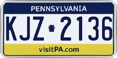 PA license plate KJZ2136
