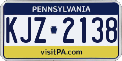 PA license plate KJZ2138