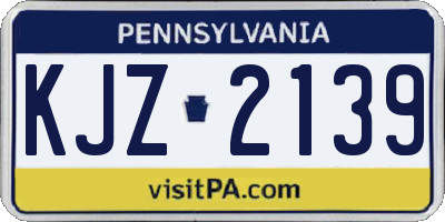 PA license plate KJZ2139