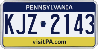 PA license plate KJZ2143