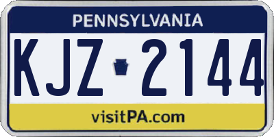 PA license plate KJZ2144