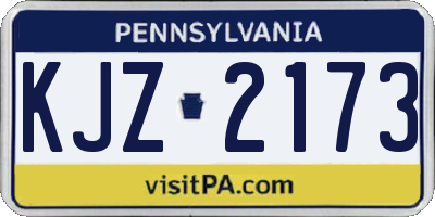 PA license plate KJZ2173