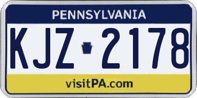 PA license plate KJZ2178