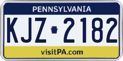 PA license plate KJZ2182