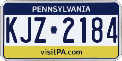 PA license plate KJZ2184
