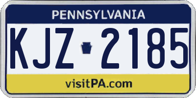 PA license plate KJZ2185