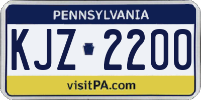 PA license plate KJZ2200