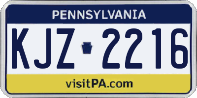 PA license plate KJZ2216