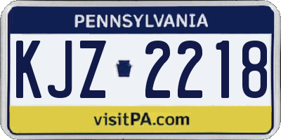PA license plate KJZ2218