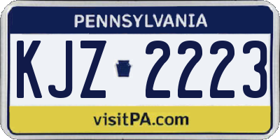 PA license plate KJZ2223
