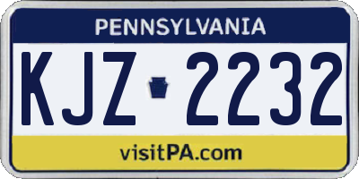 PA license plate KJZ2232
