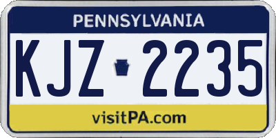 PA license plate KJZ2235