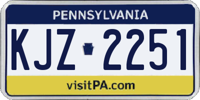 PA license plate KJZ2251