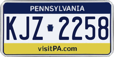 PA license plate KJZ2258