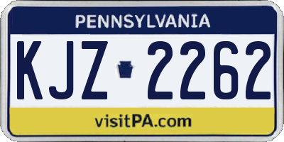 PA license plate KJZ2262