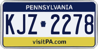 PA license plate KJZ2278