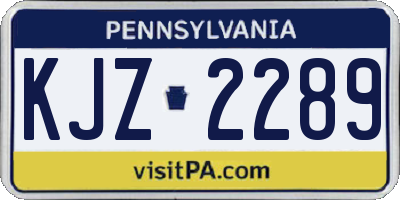 PA license plate KJZ2289