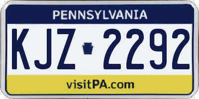 PA license plate KJZ2292