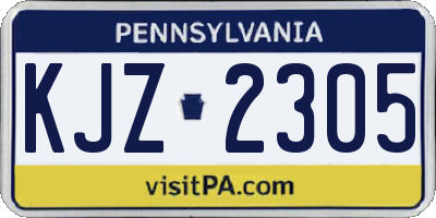 PA license plate KJZ2305