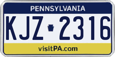 PA license plate KJZ2316