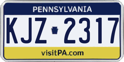 PA license plate KJZ2317