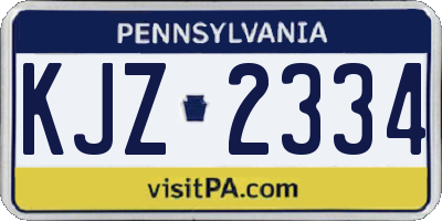 PA license plate KJZ2334