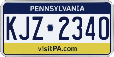 PA license plate KJZ2340