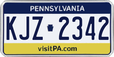 PA license plate KJZ2342