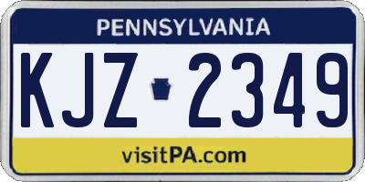 PA license plate KJZ2349
