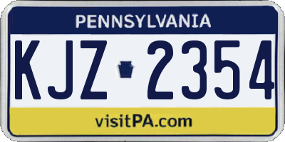 PA license plate KJZ2354