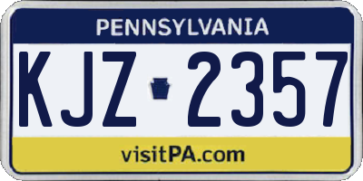 PA license plate KJZ2357
